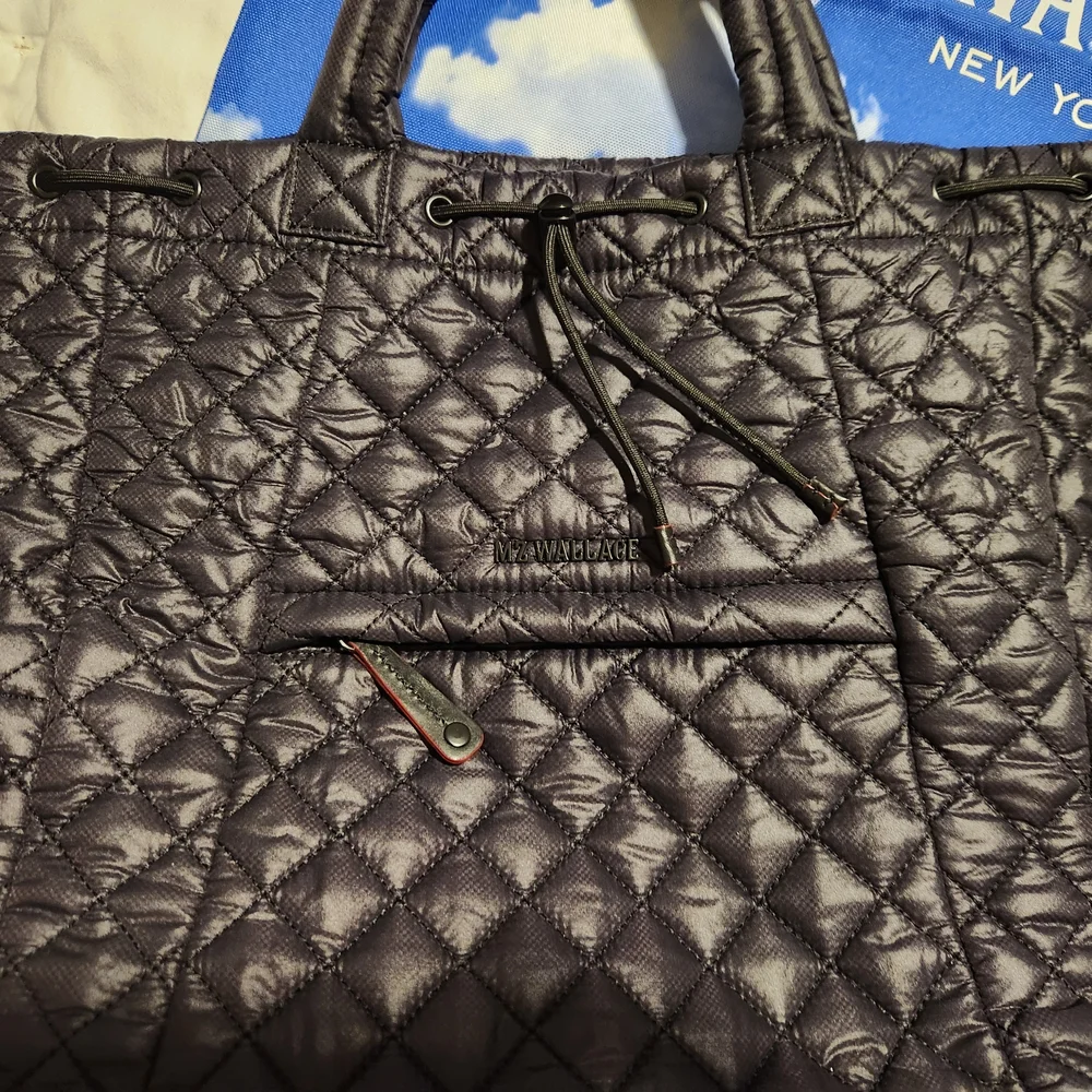 MZ WALLACE Metro Convertible Black Quilted Nylon Leather Trim Backpack - Picture 6 of 15